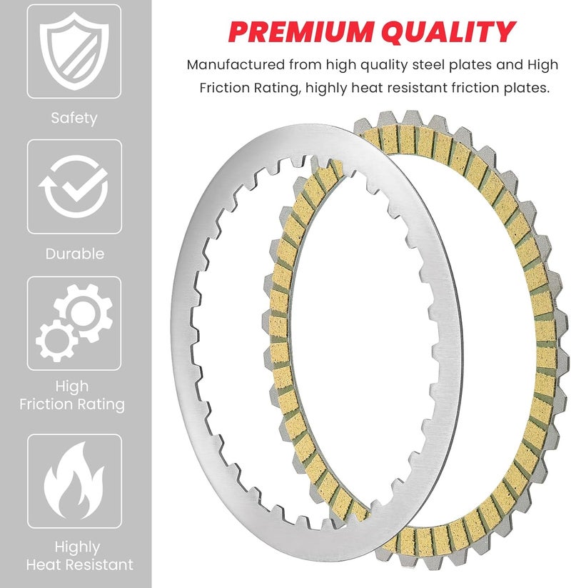 kekykm Extra Plate Sportster Friction Steel Clutch Disc Kit compatible with Harely Davidson Sportster 1991-2017 Big Twin Tourign Dyna Softail 1990-1997 Buell All Models 91-2002 17PCS Big Twin Clutch - Image 2